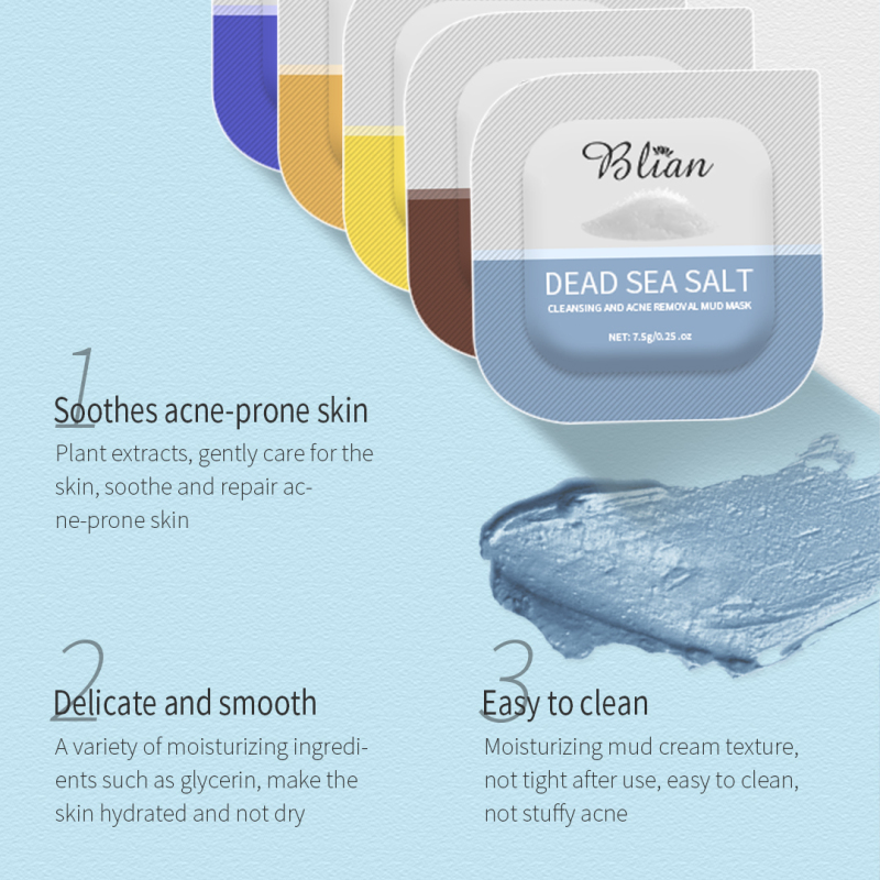 5 Different Flavors Deep Cleaning Shrink Pores Facial Mud Mask Set