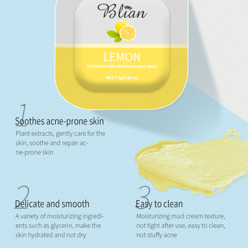 Lemon Brightening Deep Cleaning Shrink Pores Facial Mud Mask