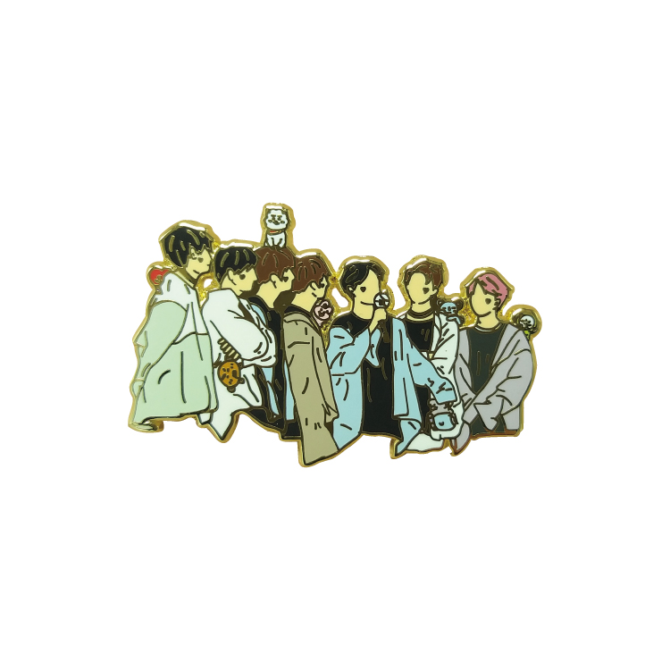 Custom Kpop BTS Lapel Pin Zinc Alloy Hard Enamel Pin China Manufacturer Metal Pins