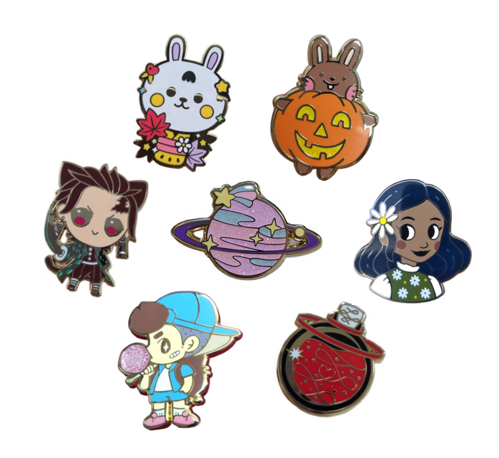 No Minimum Metal Badge Manufacturer Gold Glitter Cartoon Anime Hard Enamel Pin Soft Lapel Pin Custom Enamel Pin