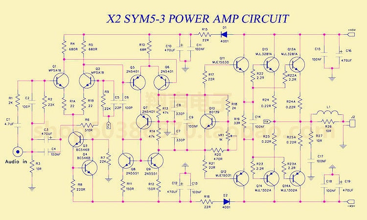 One Pair Classic Symasym 5-3 Discrete Power Amplifier Bare PCB