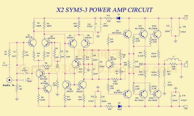 One Pair Classic Symasym 5-3 Discrete Power Amplifier Bare PCB