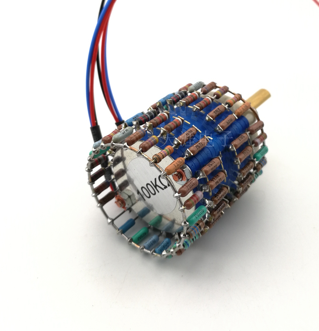 Taiwan-made copper shaft 24-speed dual-channel Vishay Dale L-type volume potentiometer  2X 10K  2X 50K  2X 100K  2X  250K