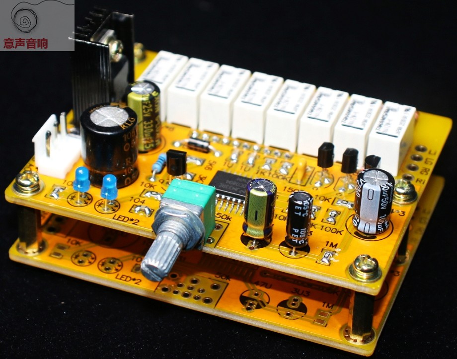 Assembeld Resistor volume control 256 steps with highly reliable relays（ 2 channel  4 channel 6 channel for choose)