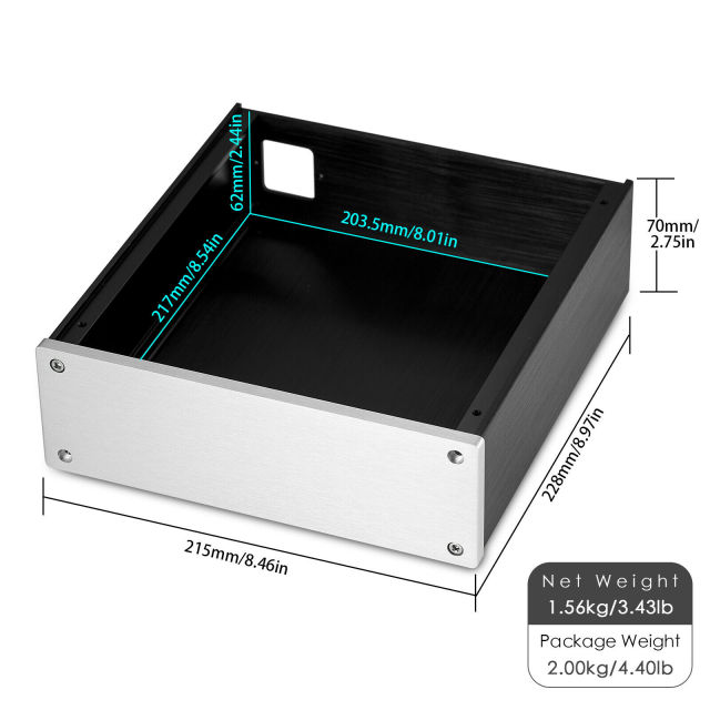 S2207 Aluminum Chassis for Amplifier Enclosure DIY Metal Case Box Cabinet