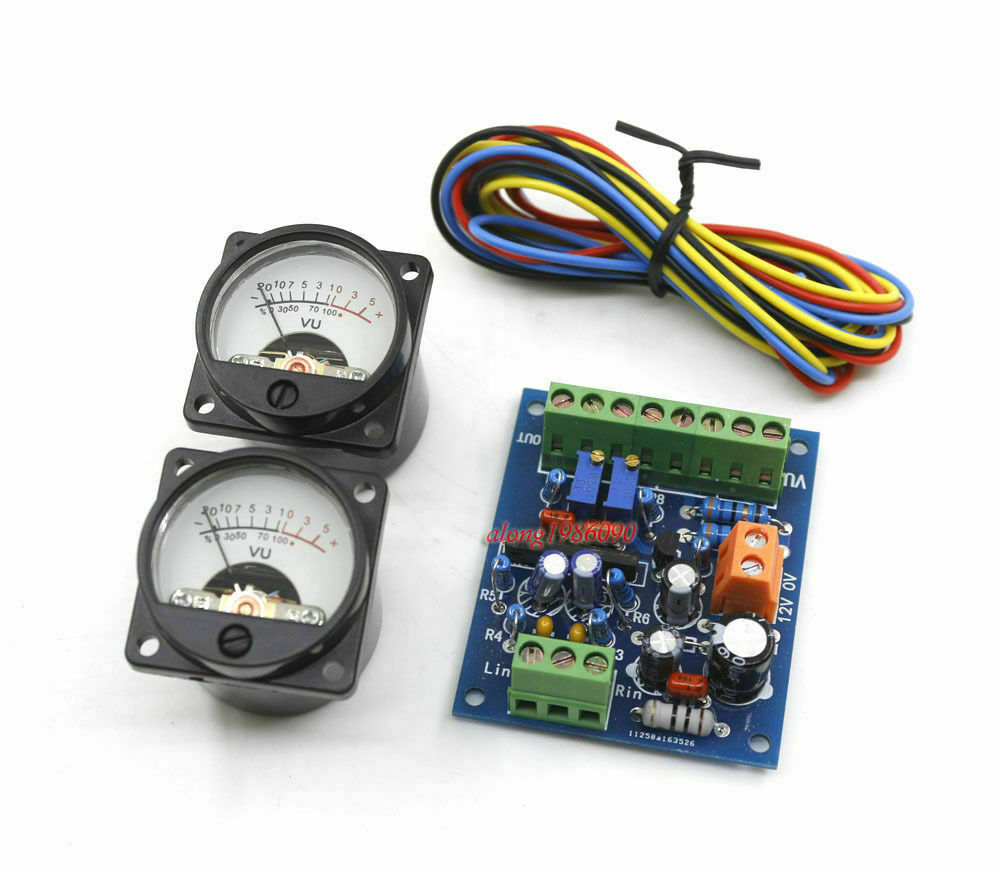 One pair HIFI 34mm audio level/ db level meter + VU header driver board