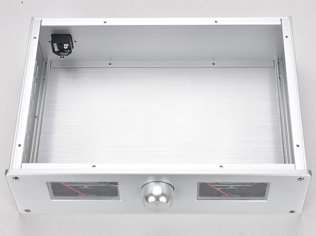Dual VU meter header Tube amplifier case aluminum amp chassis preamp chassis DIY 360*100*248mm