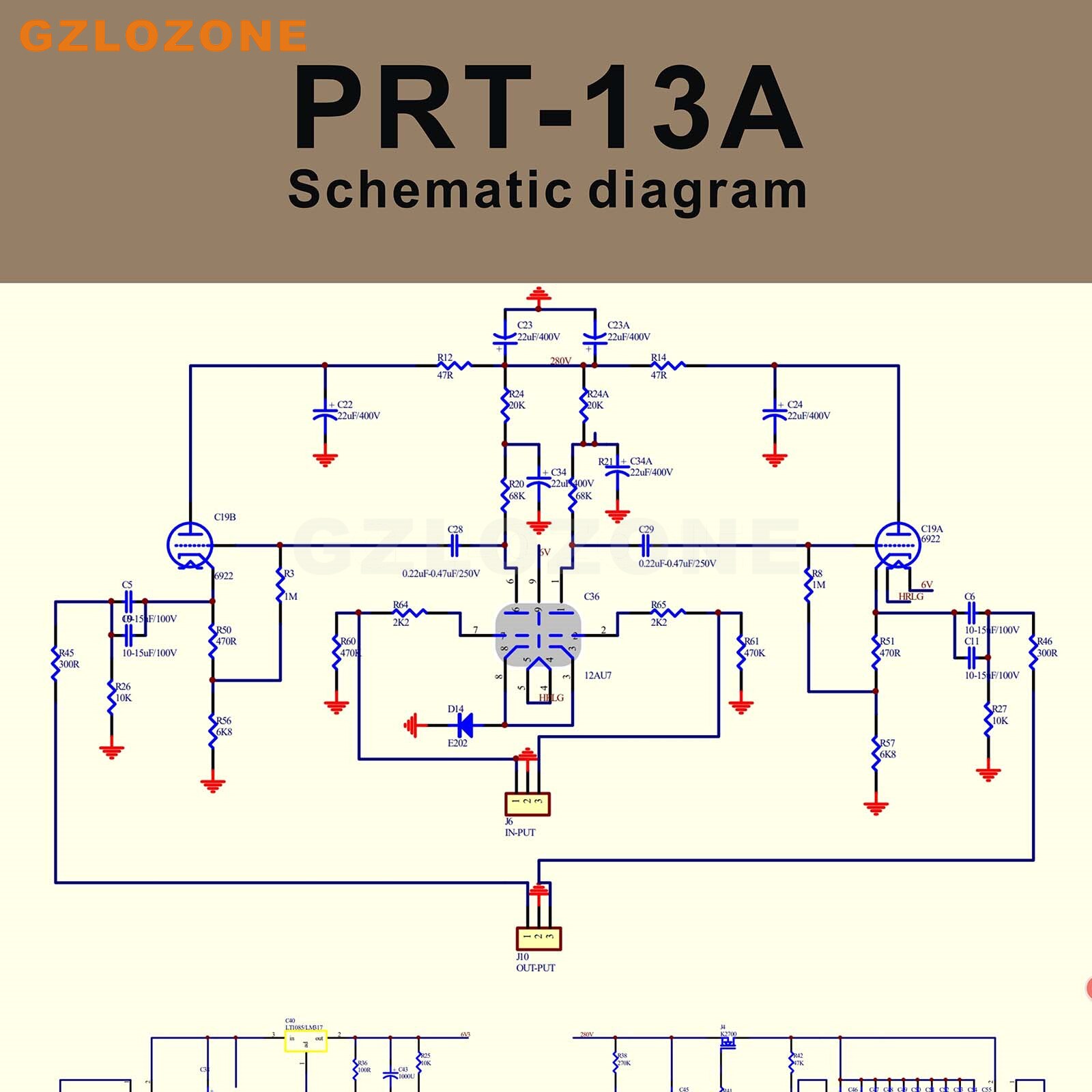ZERO-ZONE PRT-13A BAL Balance Tube Preamplifier Bare PCB