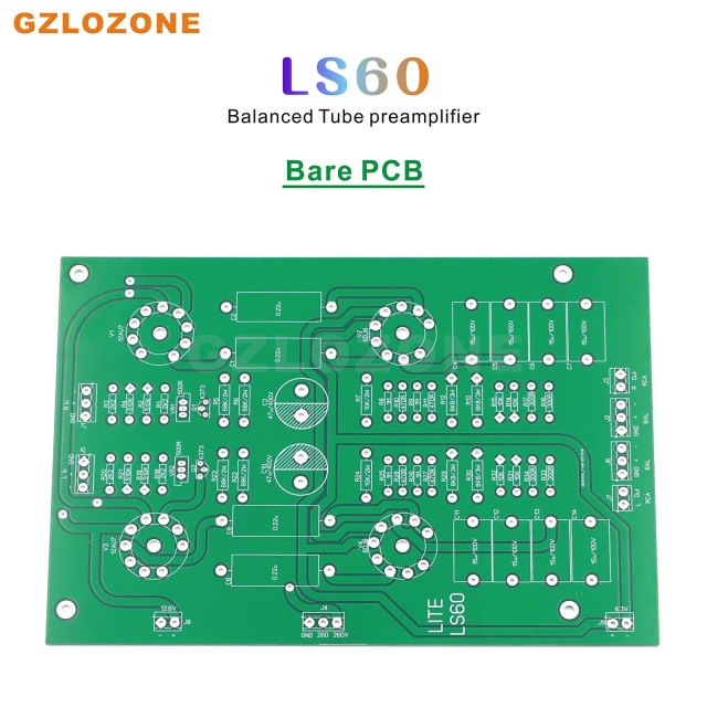 ZEROZONE HIFI LS60 Balanced 6DJ8+12AU7 Tube preamplifier Bare PCB