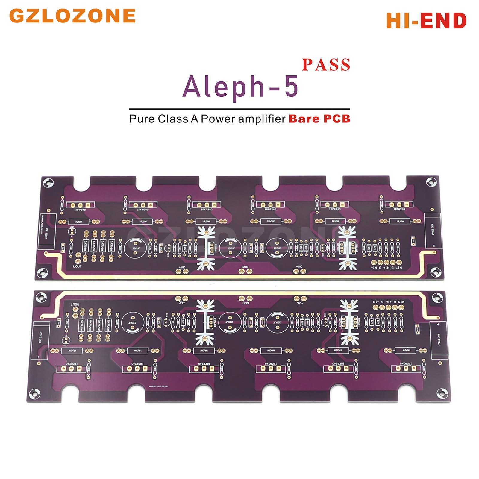 2CH HI-END Purple Gold PASS Aleph-5 FET A5 Pure Class A Power Amplifier Bare PCB 60W+60W 8 Ohm