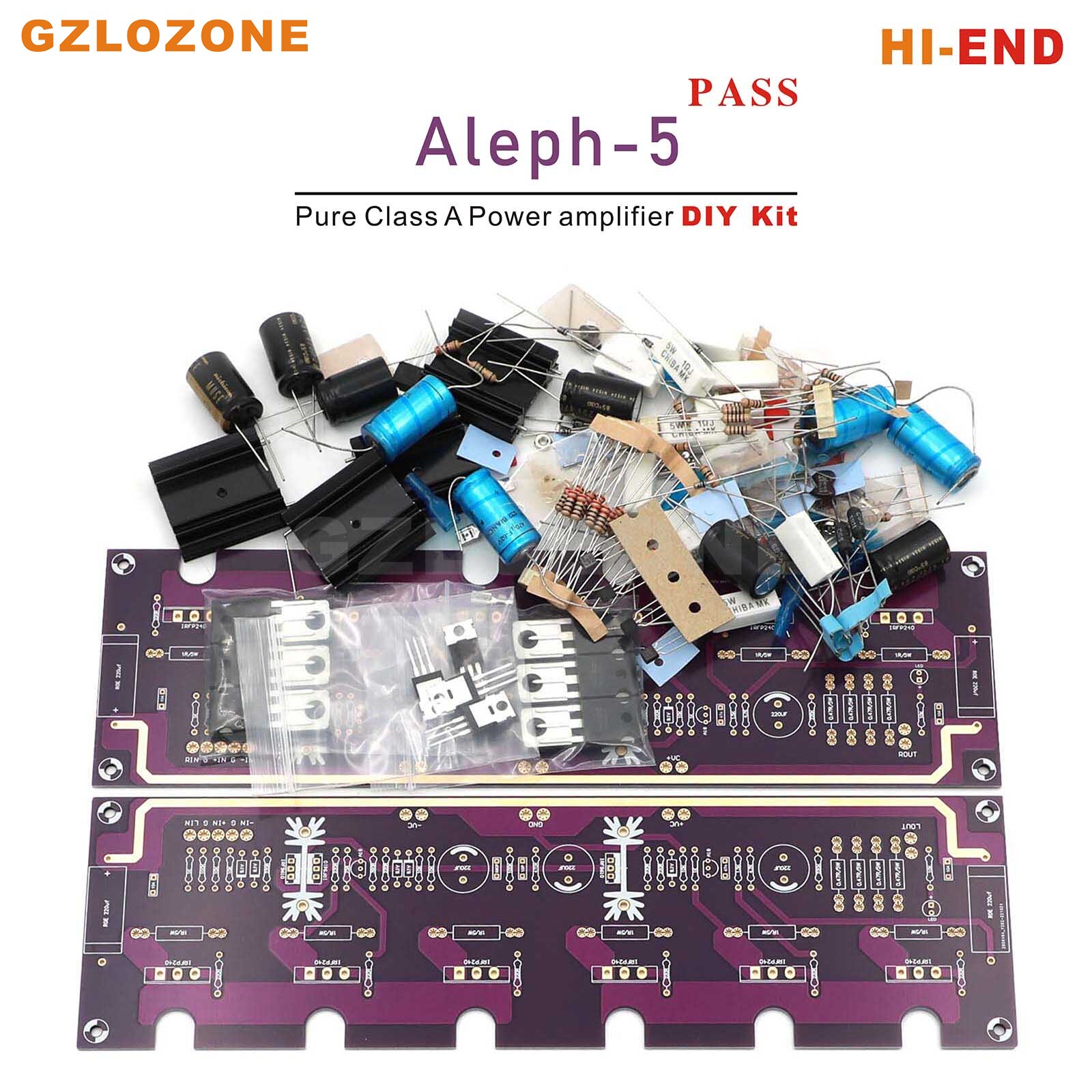 2CH HI-END Purple Gold PASS Aleph-5 FET A5 Pure Class A Power Amplifier DIY Kit/Finished Board 60W+60W 8 Ohm