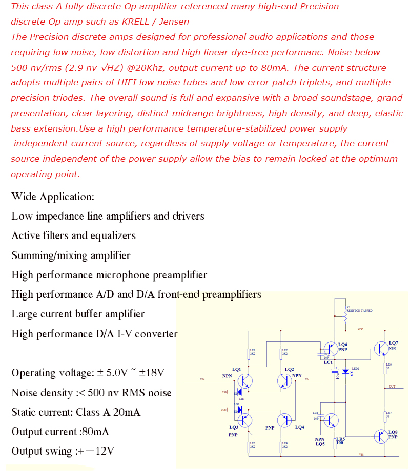 Discrete Dual Op Amp Fully Symmetrical Fully Complementary Circuit Compatible with  the OPA2604 LME49720, Upgrade your Device