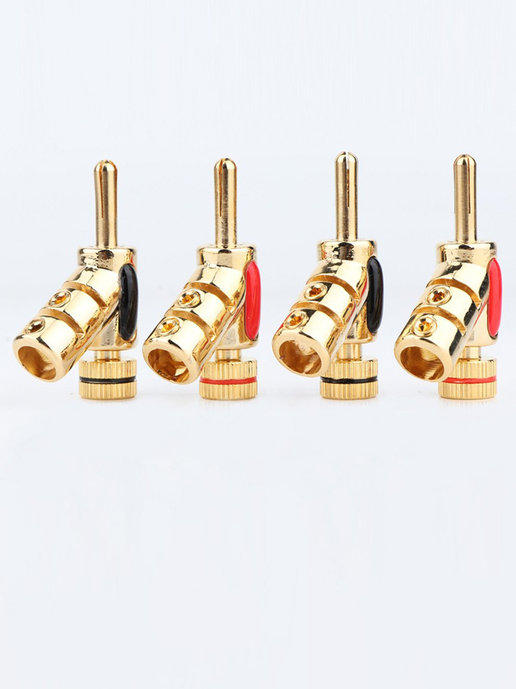 24K Gold Plated Banana Plug HIFI Audio Connector Srew Locking Speaker Cable Banana Plug