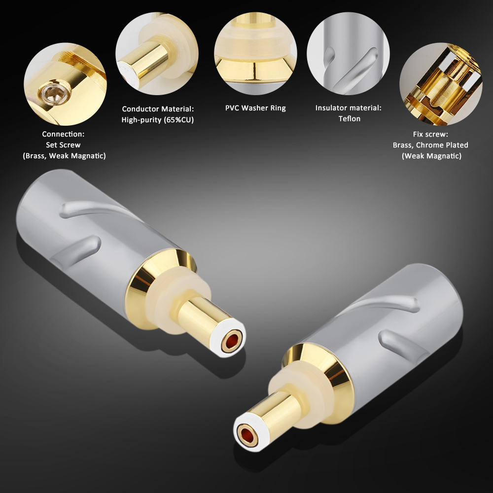 24K Gold Plated DC Audio Power Plug Connector For DC Cable AC DC Adapter 24K gold plated DC21/25DC5.5*2.1mm*2.5 DC DIY