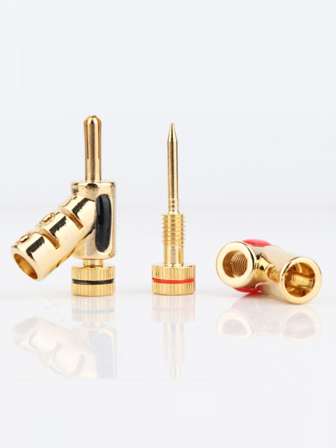 Speaker Cable Banana Plug 24K Gold Plated HIFI Audio Connector Srew Locking