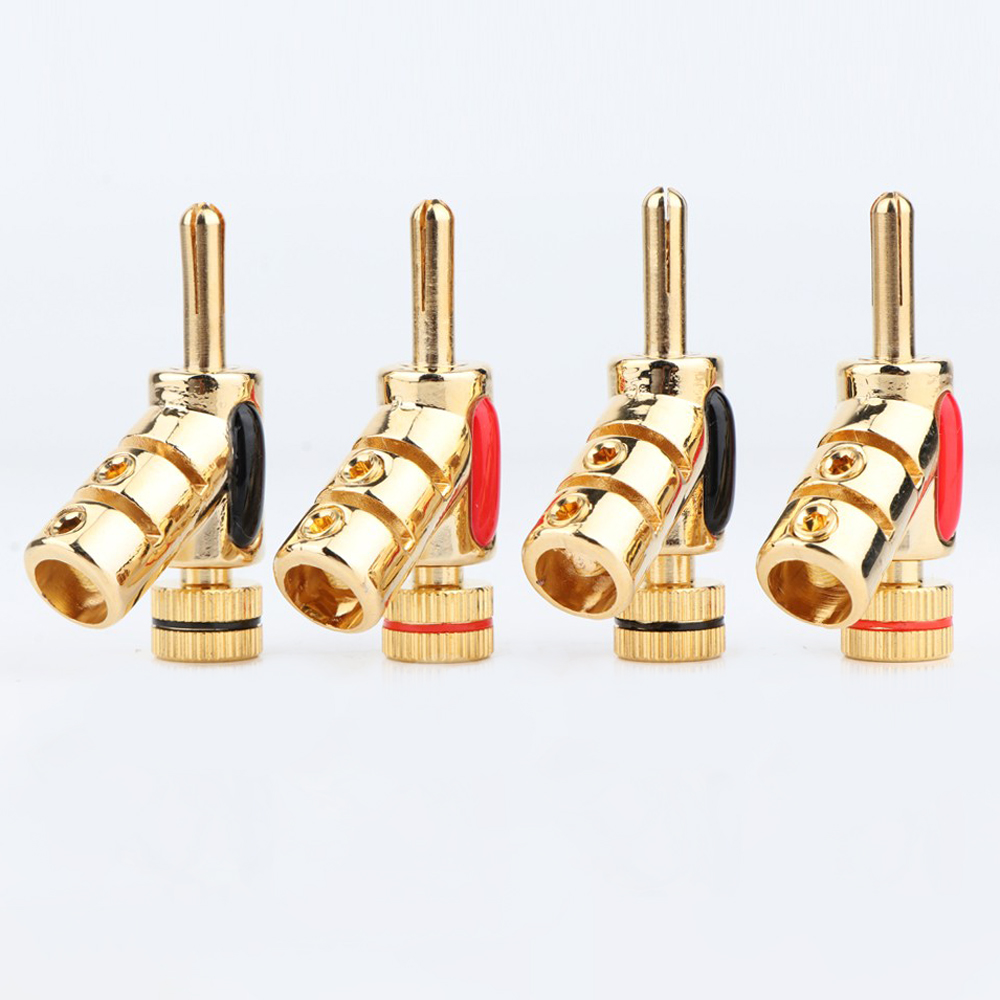 24K Gold Plated Banana Plug HIFI Audio Connector Srew Locking Speaker Cable Banana Plug
