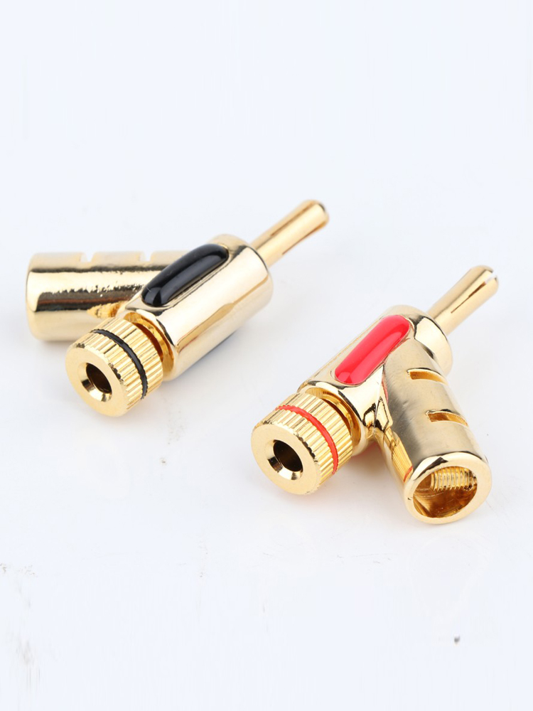 24K Gold Plated Banana Plug HIFI Audio Connector Srew Locking Speaker Cable Banana Plug
