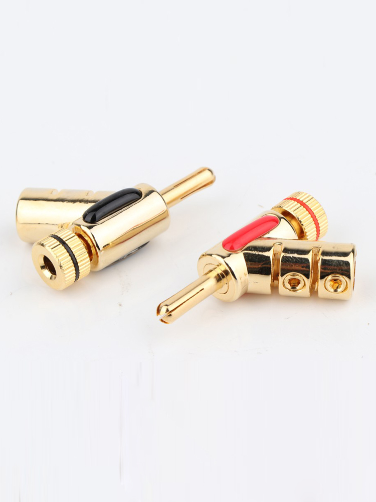 24K Gold Plated Banana Plug HIFI Audio Connector Srew Locking Speaker Cable Banana Plug