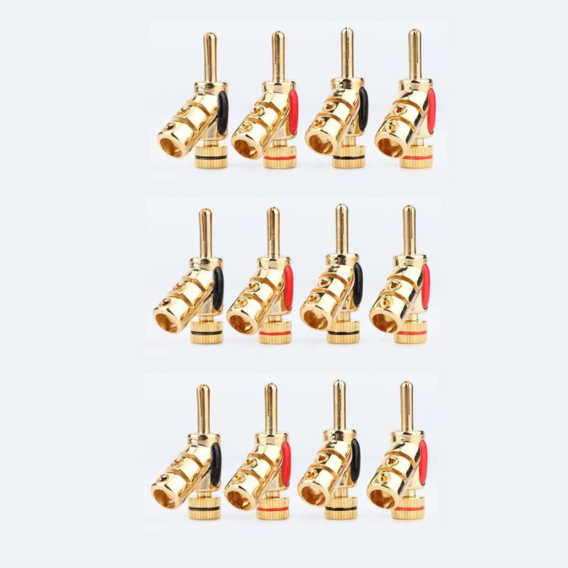 24K Gold Plated Banana Plug HIFI Audio Connector Srew Locking Speaker Cable Banana Plug