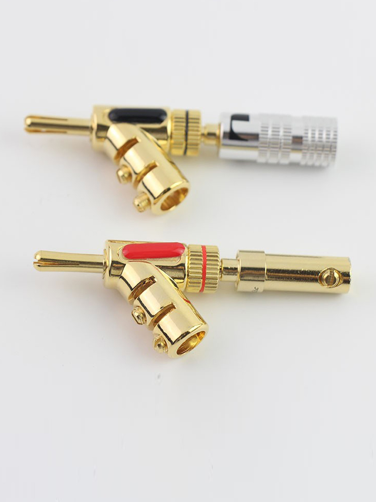 24K Gold Plated Banana Plug HIFI Audio Connector Srew Locking Speaker Cable Banana Plug