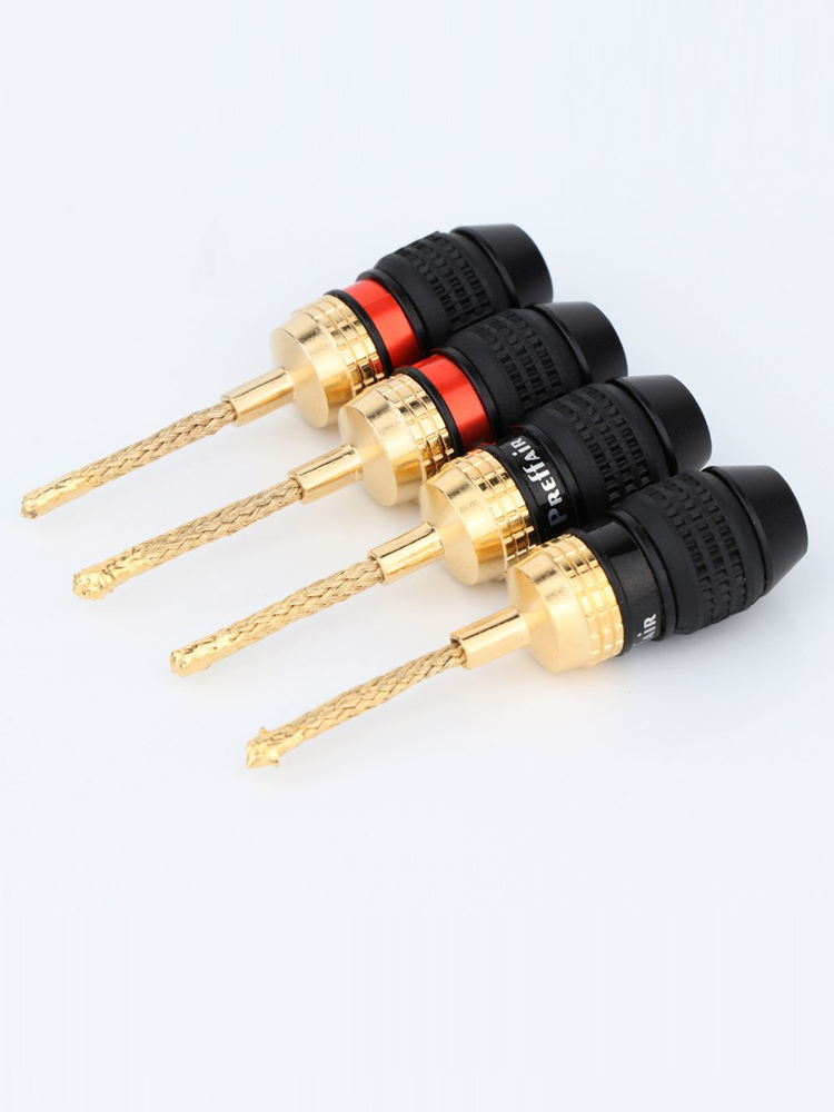4 PCS Pure Copper Gold-plated Banana Plug HIFI Speaker Amplifier HiFi CopperJack Connector Terminal for HiFi Speaker Wire DIY