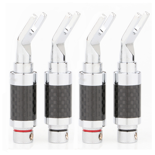 Preffair Y Fork U-plug AC Audio Cable Connector Pure Copper Solderless Carbon Fiber Plug Jack for DIY Speaker Wire Accessories