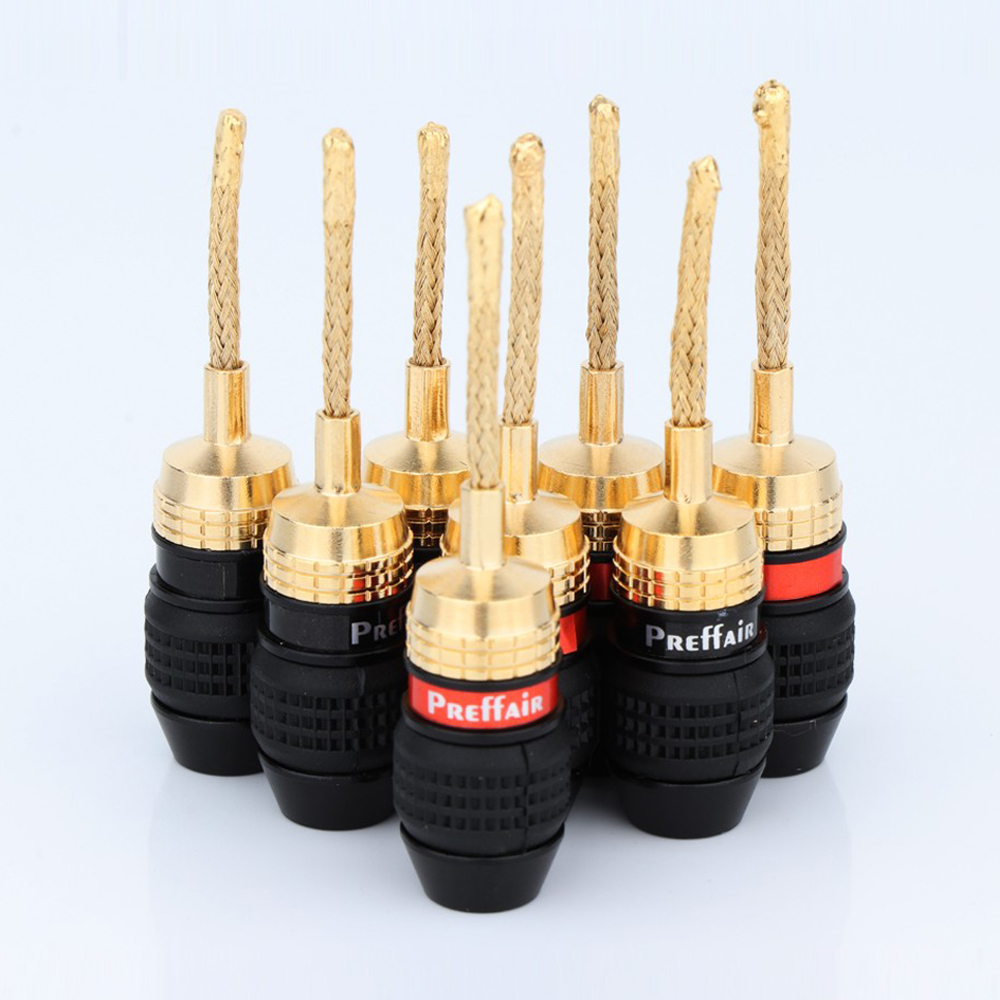 4 PCS Pure Copper Gold-plated Banana Plug HIFI Speaker Amplifier HiFi CopperJack Connector Terminal for HiFi Speaker Wire DIY