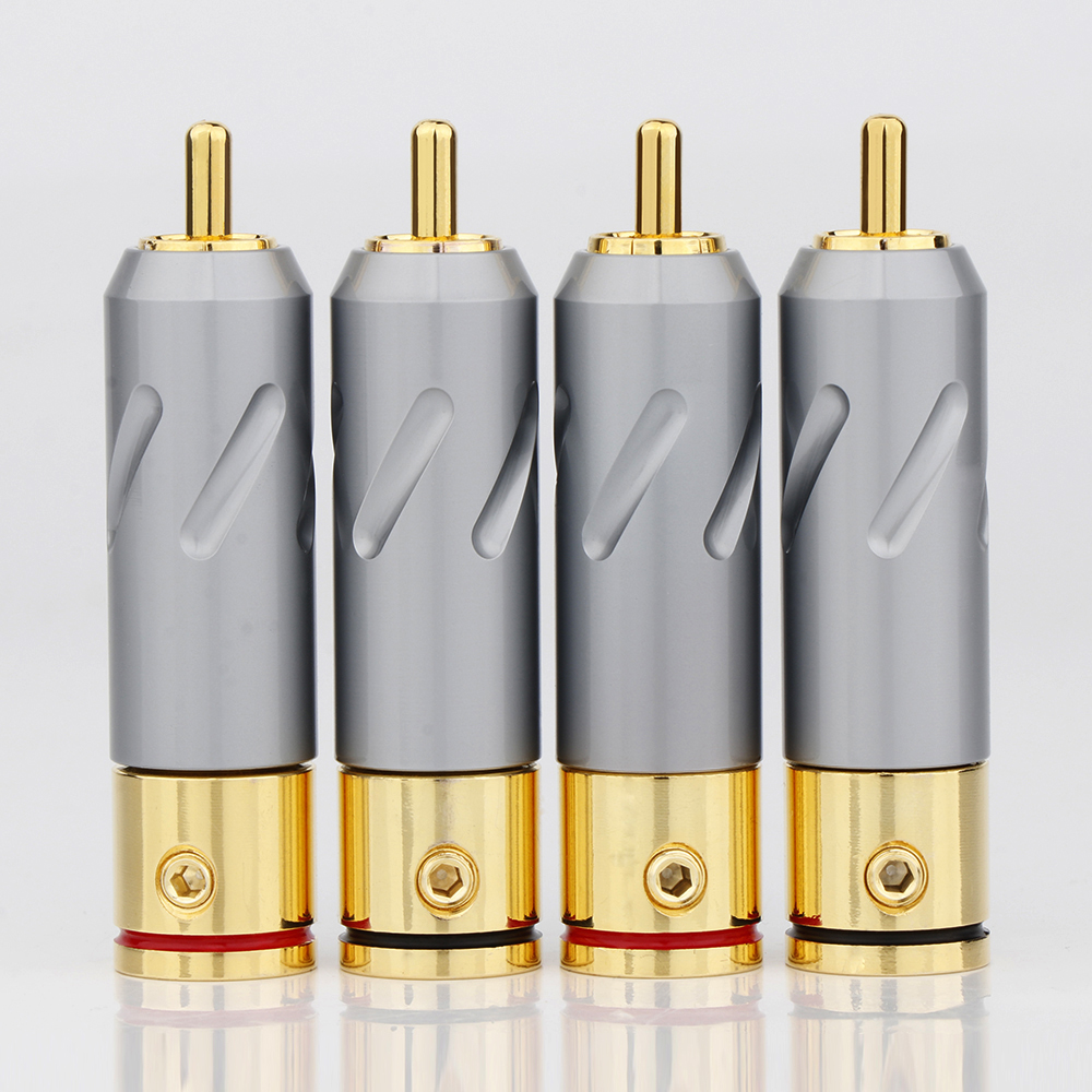 Monosaudio Pure Copper RCA Plug Audio Rhodium-plated Solderless AV Audio/Video Connector Jack for HiFi DIY Audio Cable Accessories