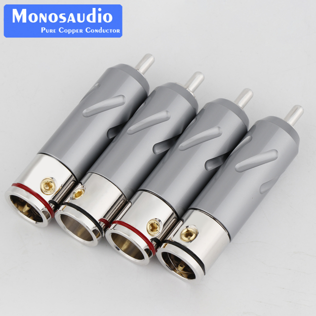 Monosaudio Pure Copper RCA Plug Audio Rhodium-plated Solderless AV Audio/Video Connector Jack for HiFi DIY Audio Cable Accessories