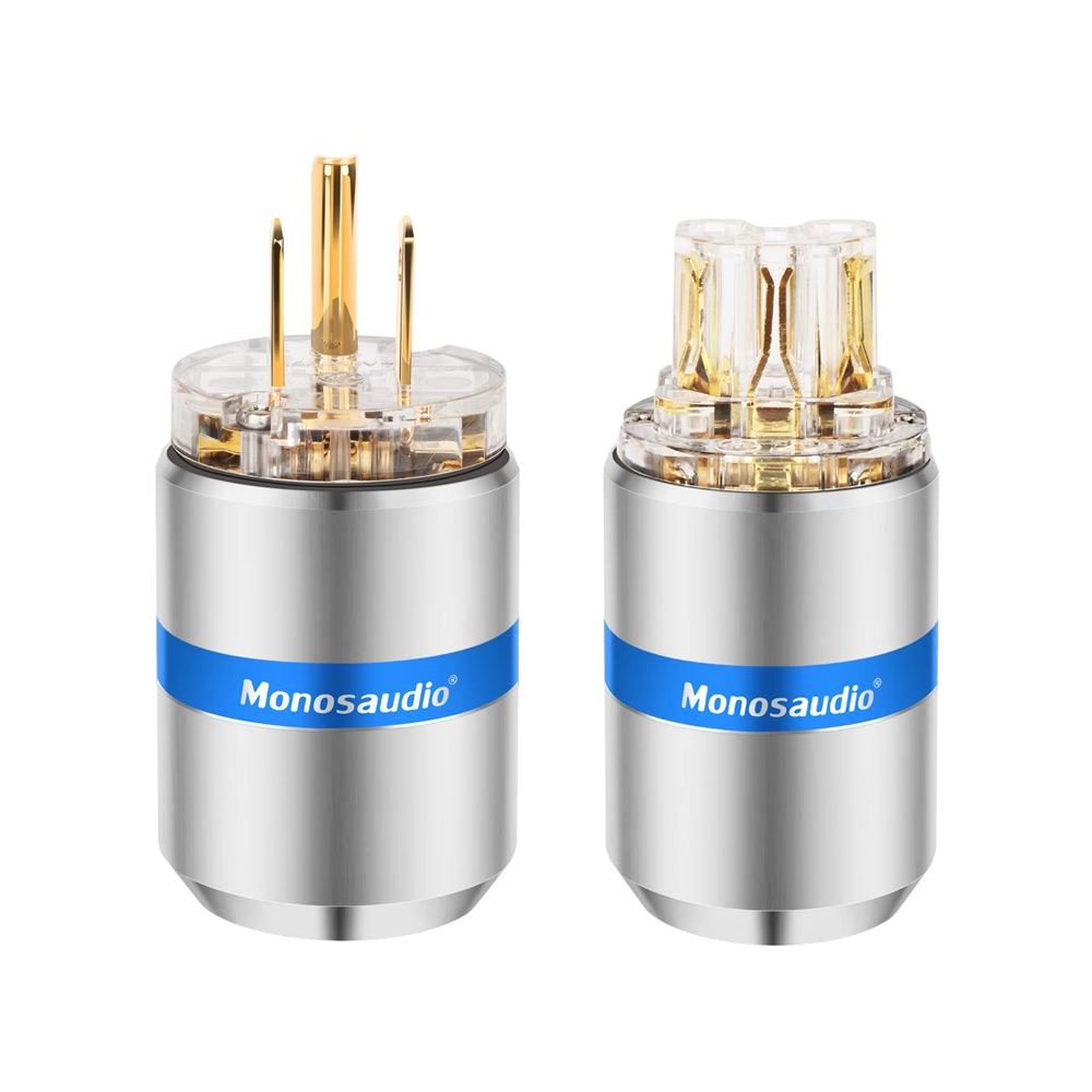 Monosaudio Pure Copper US Standard HiFi Audio Power Amplifier Audio Power Cord Plug Male Female Plug Jack Connector