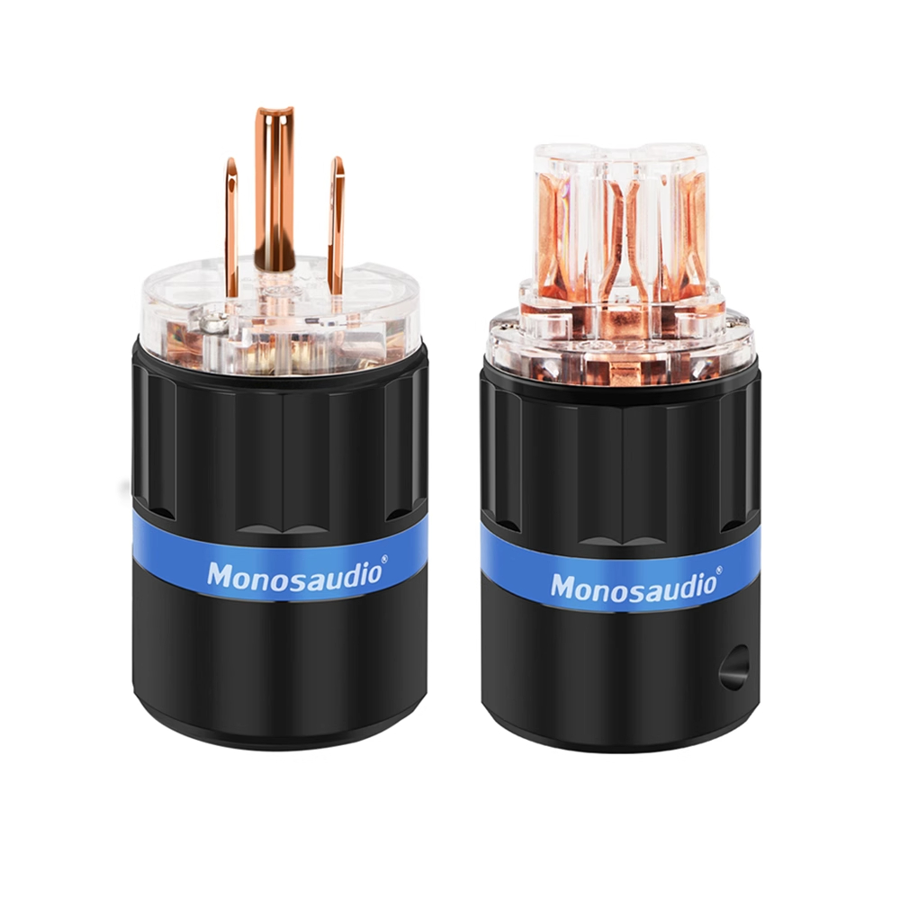 Monosaudio Pure Copper US Standard HiFi Audio Power Amplifier Audio Power Cord Plug Male Female Plug Jack Connector