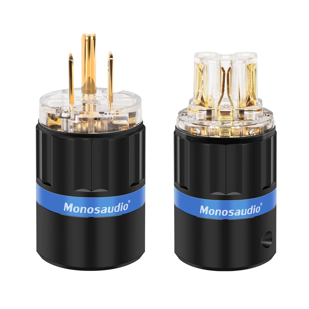 Monosaudio Pure Copper US Standard HiFi Audio Power Amplifier Audio Power Cord Plug Male Female Plug Jack Connector