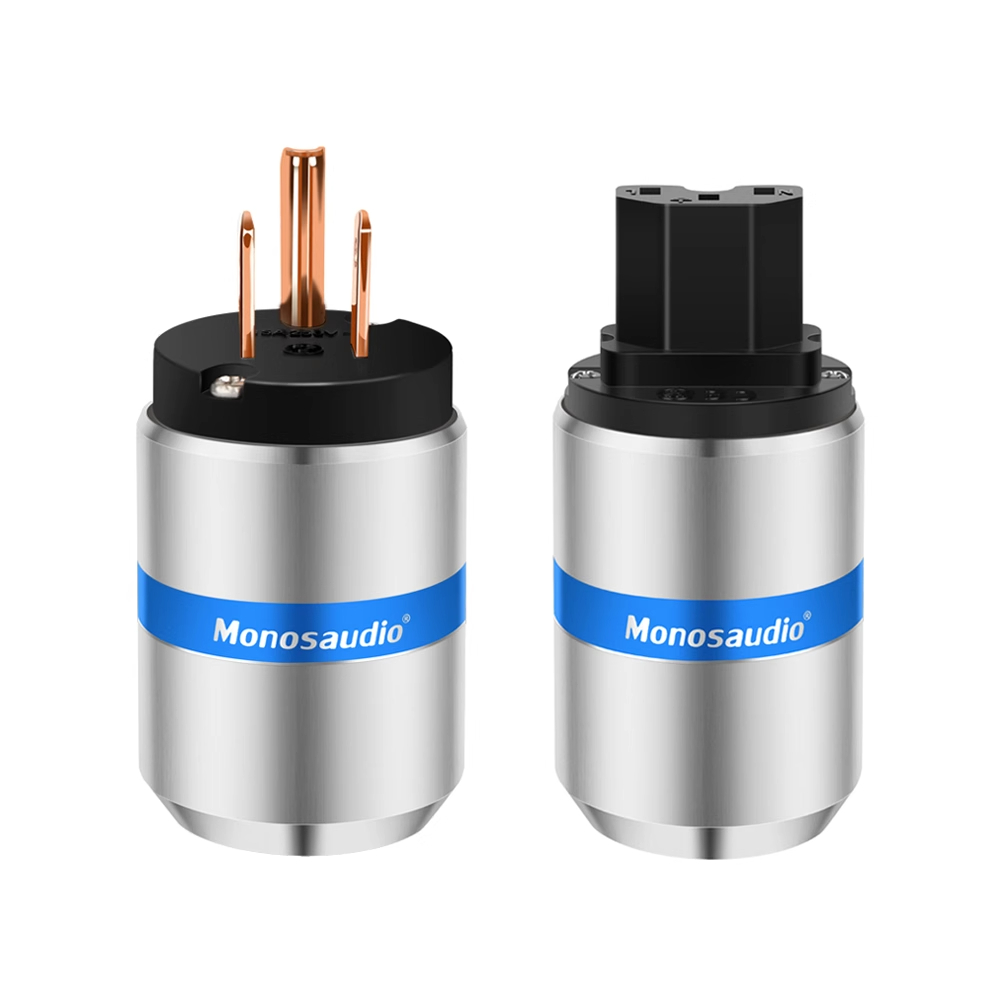 Monosaudio Pure Copper US Standard HiFi Audio Power Amplifier Audio Power Cord Plug Male Female Plug Jack Connector