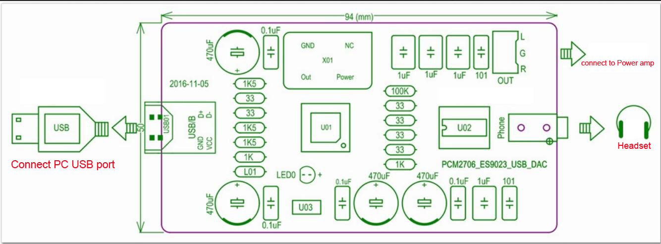 Assembeld PCM2706 + PCM5102A USB Sound card  HI-FI level USB-DAC board