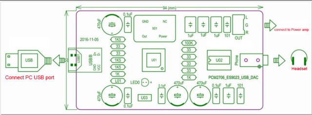 Assembeld PCM2706 + PCM5102A USB Sound card  HI-FI level USB-DAC board