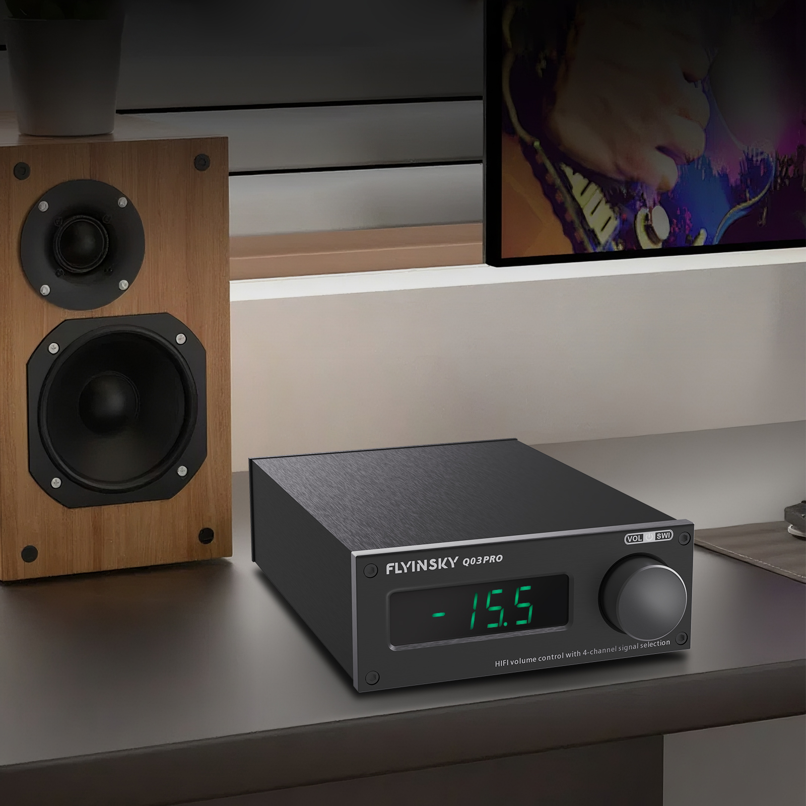 Q03-Pro Hifi CS3310 remote Preamplifier Stereo Volume controller 4 way inputs preamp