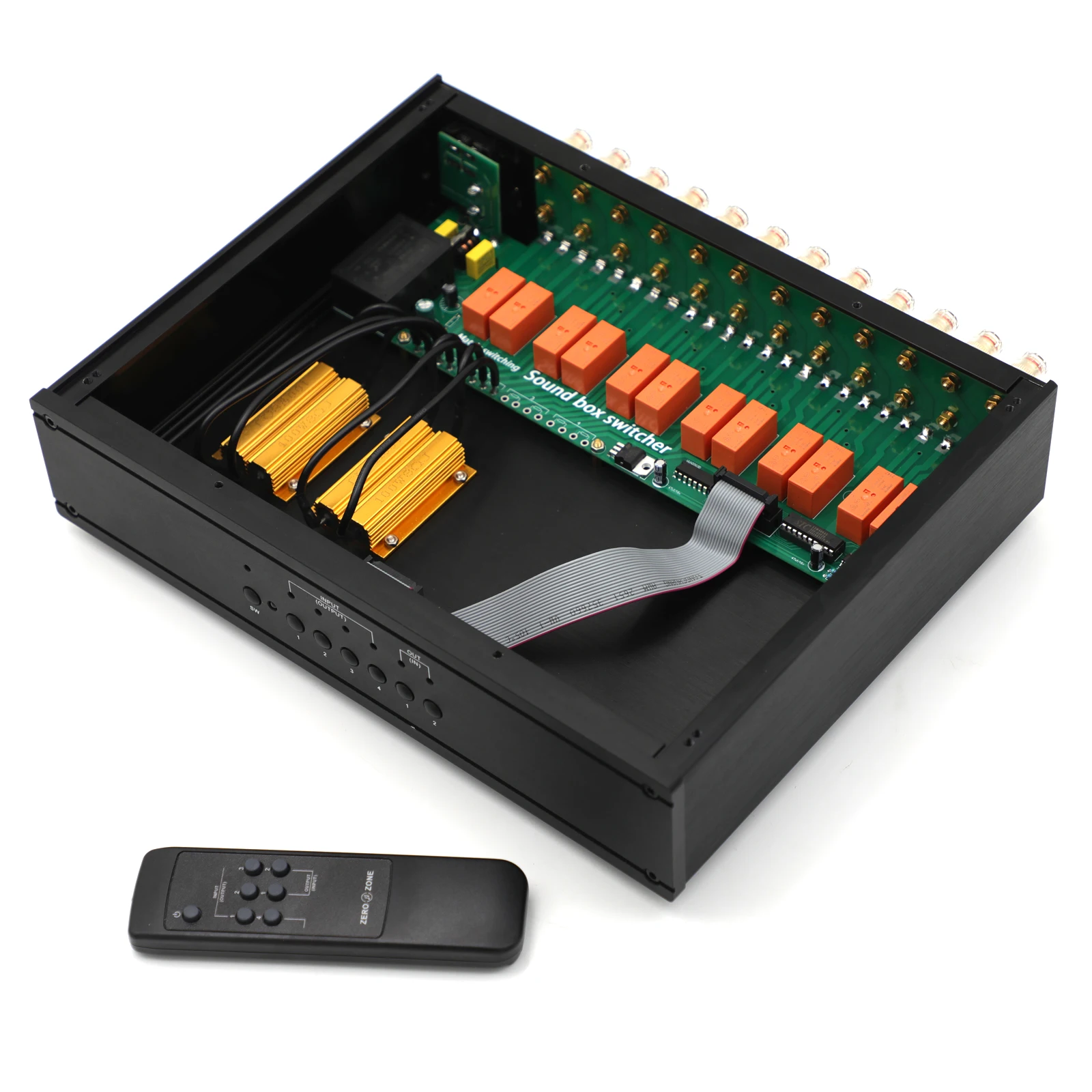 Hiend Version Remote Select Speaker Switcher/Amplifier Switcher 4 IN 2 OUT With Tube Amplifier Protection
