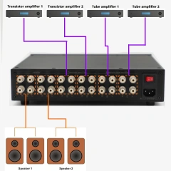 Hiend Version Remote Select Speaker Switcher/Amplifier Switcher 4 IN 2 OUT With Tube Amplifier Protection