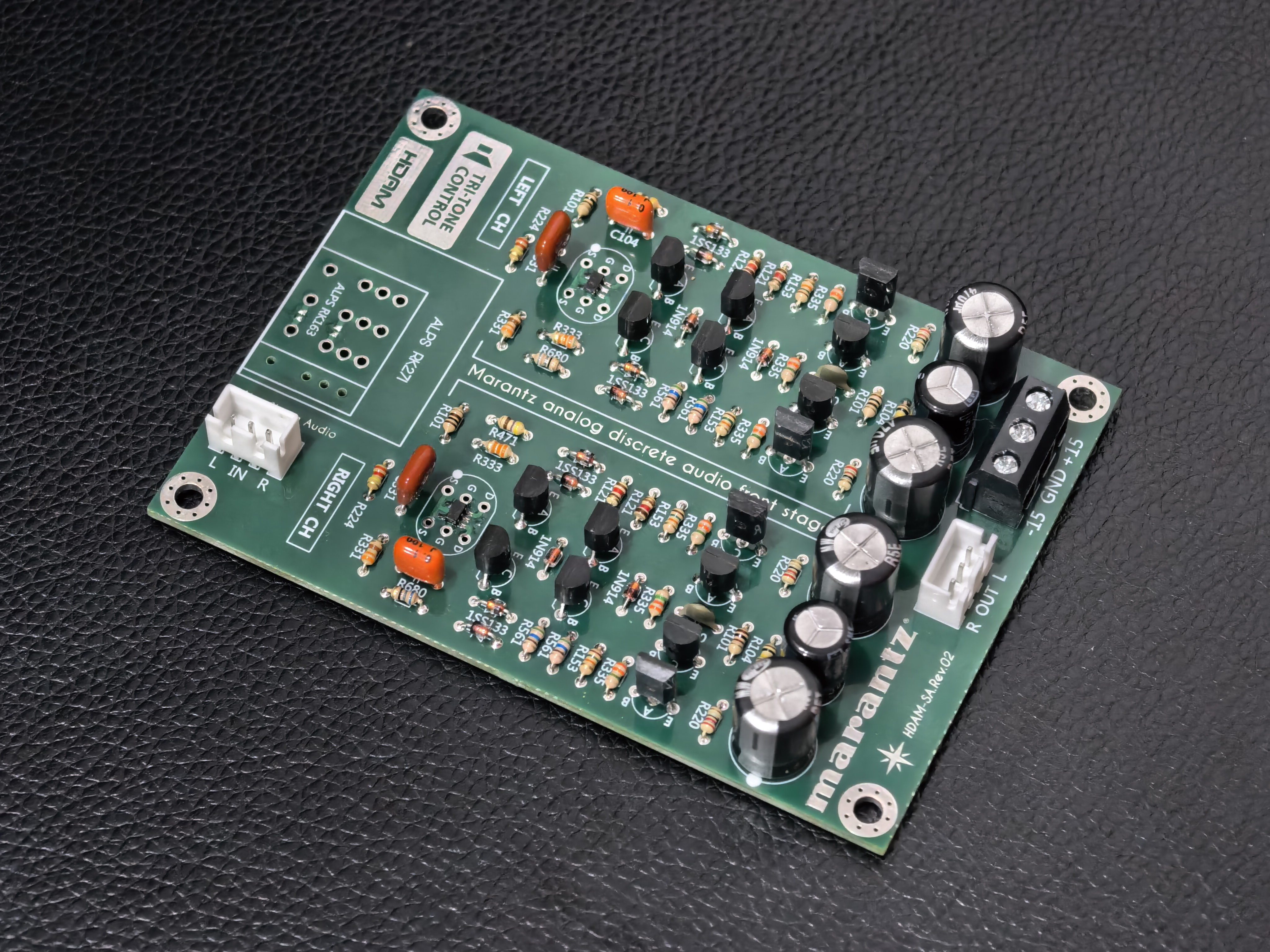 Hifi discrete field-effect transistor preamplifier board. base on the Marantz HDAM preamp circuit