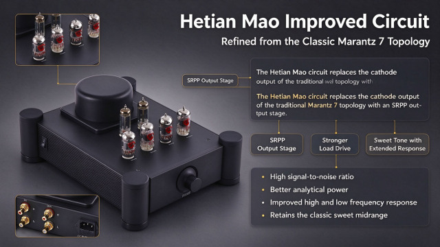 HiFi Tube Preamplifier Hetian Mao SRPP Vacuum Tube Preamp for Audiophile System