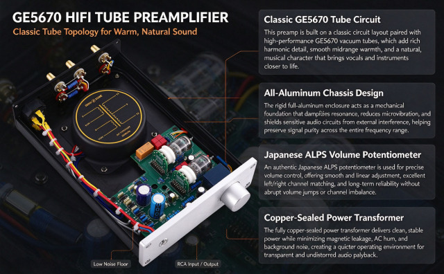 Hifi GE5670 Vacuum Tube Preamplifier Audiophile Preamp base on Matisse Tube preamp circuit