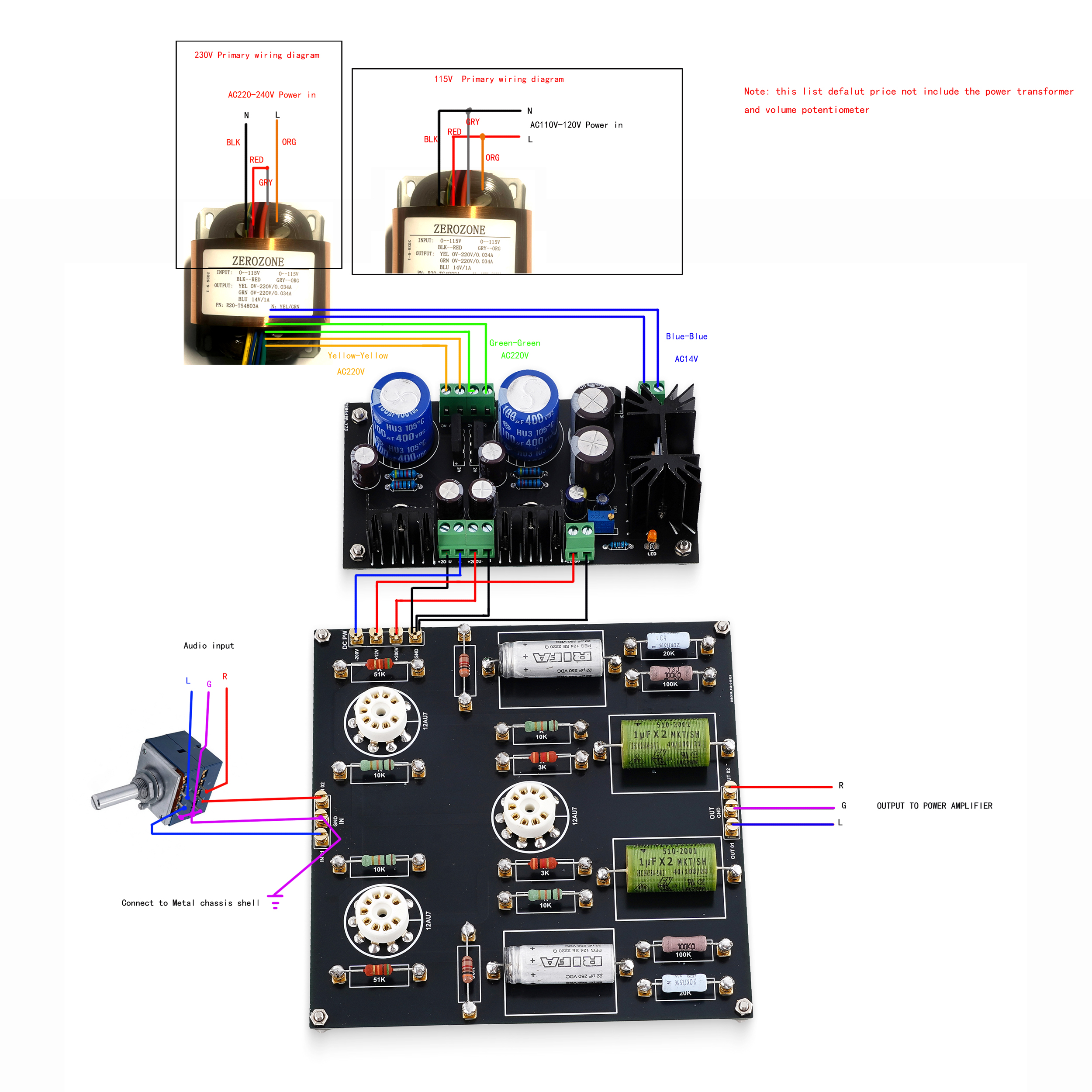 Hi end Ground Grid Preamp GG Tube Preamplifier Board With Power Supply Board Hi end Ground Grid Preamp GG Tube Preamplifier Board With Power Supply Board