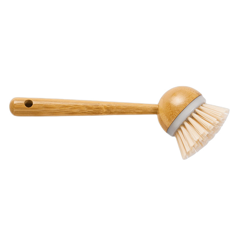 Natural bamboo long handle dish brush