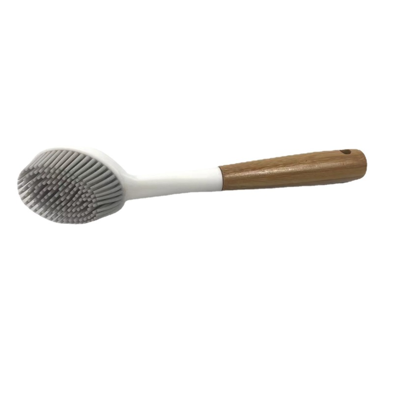 TPR brush with bamboo long handle