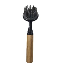 Rubber bristles and bamboo handle brush