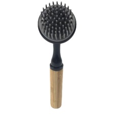 Rubber bristles and bamboo handle brush