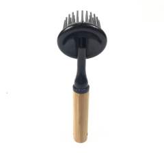 Rubber bristles and bamboo handle brush