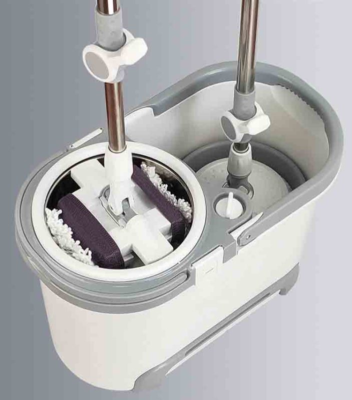 Clean mop system with multi function bucket and spin head