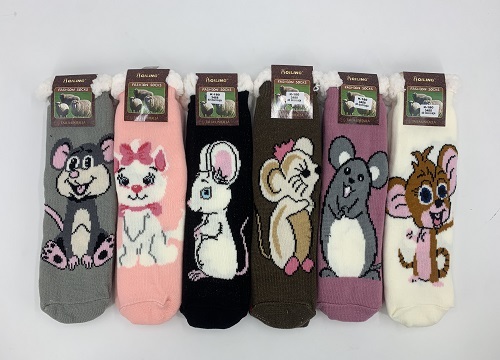 Calcetines de damas con chiporro y diseños estampados de dibujos animados