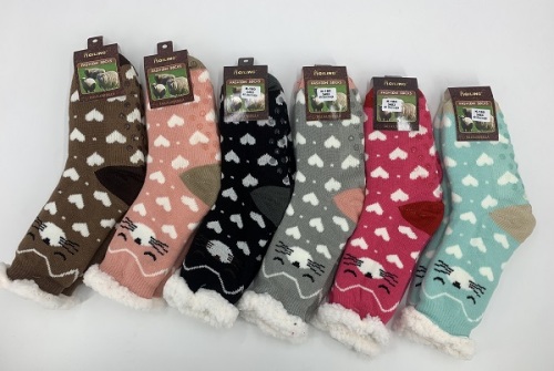 Calcetines de damas con chiporro y diseños estampados de dibujos animados